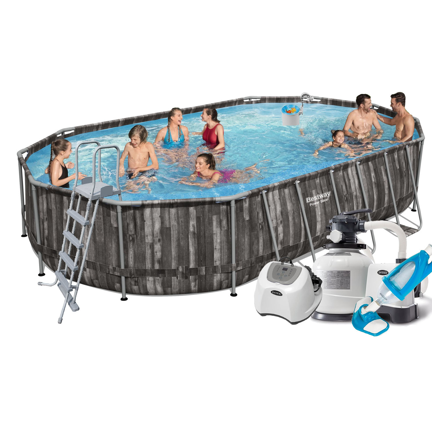 Каркасный бассейн Bestway 5611R - 11, 610 х 366 х 122 см (5 г/ч, 10 000 л/ч, лестница, тент, подстилка, набор для ухода) Каркасный бассейн в POOLSONIA. Тел: +38 (093) 667 00 03. Доставка, гарантия, лучшие цены!, фото1