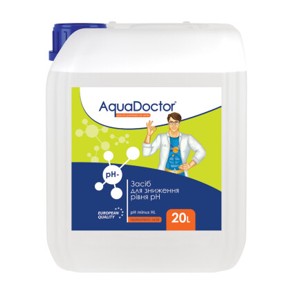 Жидкое средство для снижения pH AquaDoctor pH Minus HL (Соляная 14%) 20л (ps0103020) Реагенты для бассейнов AquaDoctor™ в POOLSONIA. Тел: +38 (093) 667 00 03. Доставка, гарантия, лучшие цены!, фото1