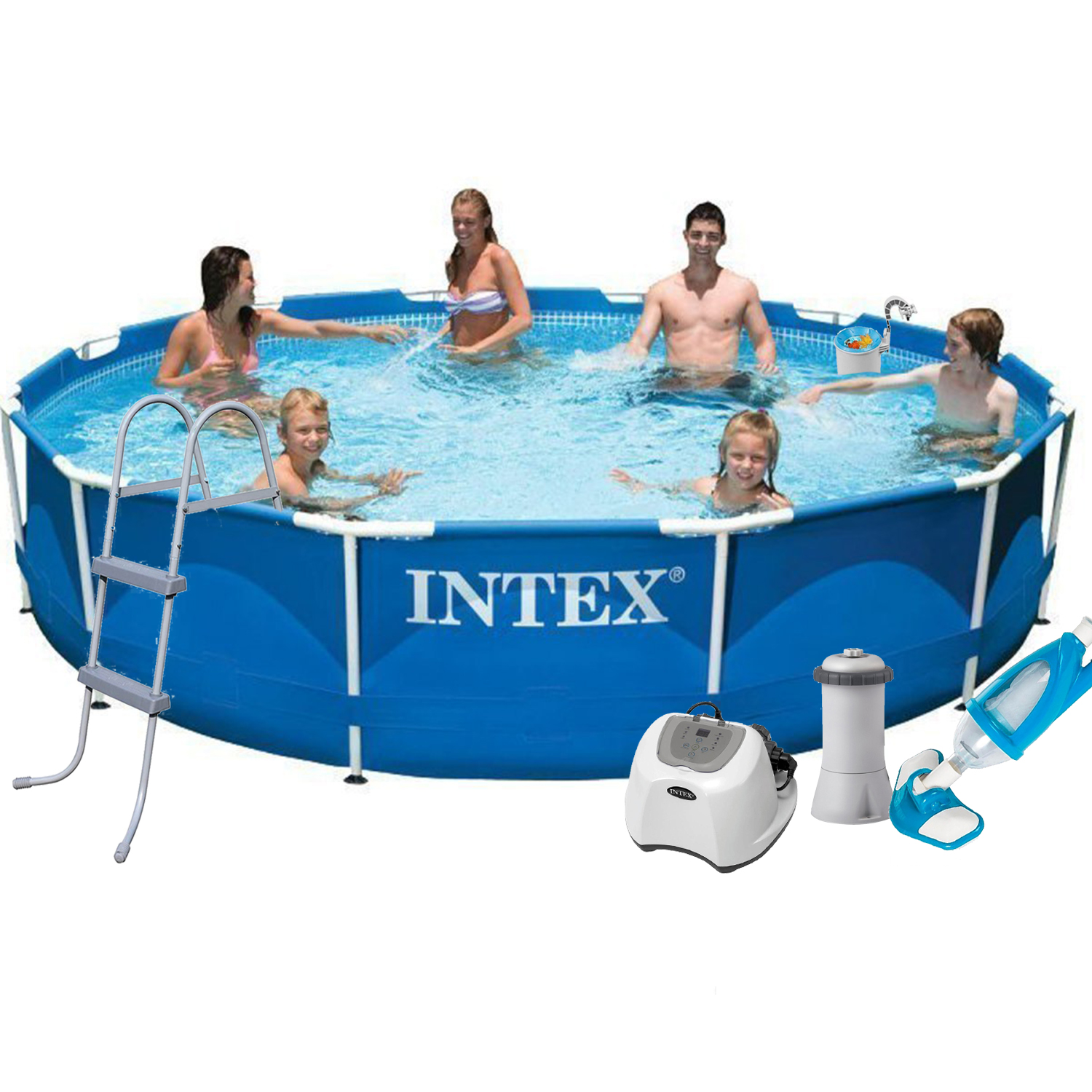 Каркасный бассейн Intex 28210 - 7, 366 x 76 см (4 г/ч, 3 785 л/ч, тент, подстилка, лестница, набор для ухода) Каркасный бассейн в POOLSONIA. Тел: +38 (093) 667 00 03. Доставка, гарантия, лучшие цены!, фото1