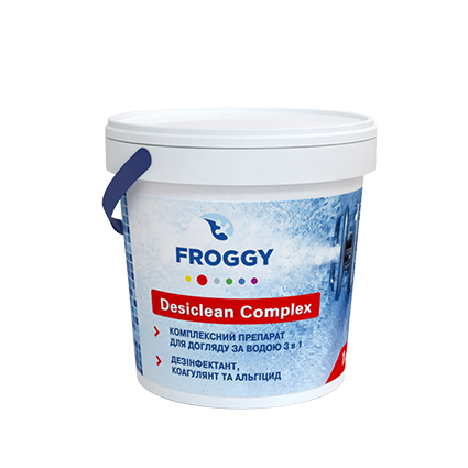 Купить Комплексное средство 3 в 1 FROGGY Desiclean Complex 1кг (ps0101002), Дезинфекция воды в Poolsonia. Доставка, гарантия. Украина, Киев, Харьков, Днепр, Одесса, Запорожье, Львов. Комплексное средство 3 в 1 FROGGY Desiclean Complex 1кг (ps0101002) Дезинфекция воды в POOLSONIA. Тел: +38 (093) 667 00 03. Доставка, гарантия, лучшие цены!