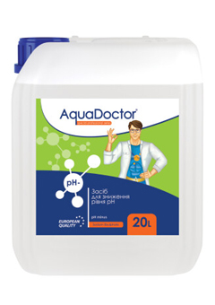 Купить Жидкое средство для снижения pH AquaDoctor pH Minus (Серная 35%) 20л (ps0103021), Регулирование рН в Poolsonia. Доставка, гарантия. Украина, Киев, Харьков, Днепр, Одесса, Запорожье, Львов. Жидкое средство для снижения pH AquaDoctor pH Minus (Серная 35%) 20л (ps0103021) Регулирование рН в POOLSONIA. Тел: +38 (093) 667 00 03. Доставка, гарантия, лучшие цены!