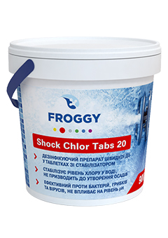 Купить Препарат для дезинфекции воды Froggy Shock Chlor Tabs 20 4кг (ps0101046), Дезинфекция воды в Poolsonia. Доставка, гарантия. Украина, Киев, Харьков, Днепр, Одесса, Запорожье, Львов. Препарат для дезинфекции воды Froggy Shock Chlor Tabs 20 4кг (ps0101046) Дезинфекция воды в POOLSONIA. Тел: +38 (093) 667 00 03. Доставка, гарантия, лучшие цены!