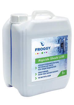 Купить Жидкий препарат Froggy Algyrid Shock L230 5л (ps0102002), Химия для бассейнов в Poolsonia. Доставка, гарантия. Украина, Киев, Харьков, Днепр, Одесса, Запорожье, Львов. Жидкий препарат Froggy Algyrid Shock L230 5л (ps0102002) Химия для бассейнов в POOLSONIA. Тел: +38 (093) 667 00 03. Доставка, гарантия, лучшие цены!